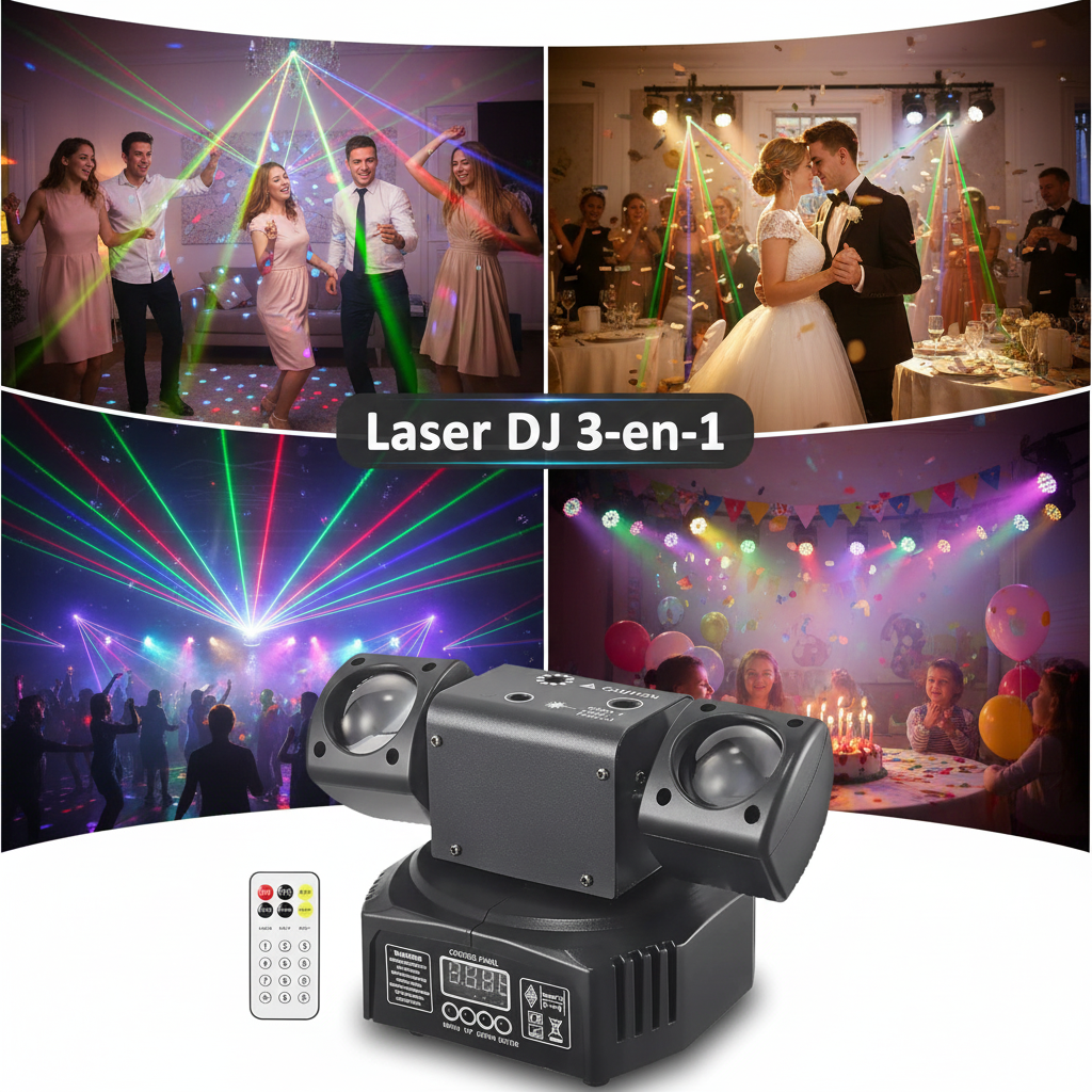 Laser DJ 3-en-1 – ¡Convierte cualquier fiesta en un espectáculo inolvidable 🎉!